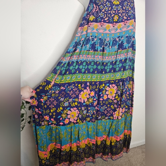 NWT Natural Life Bohemian Rainbow Floral Smocked Back Floral Tricia Maxi Dress - Picture 8 of 12